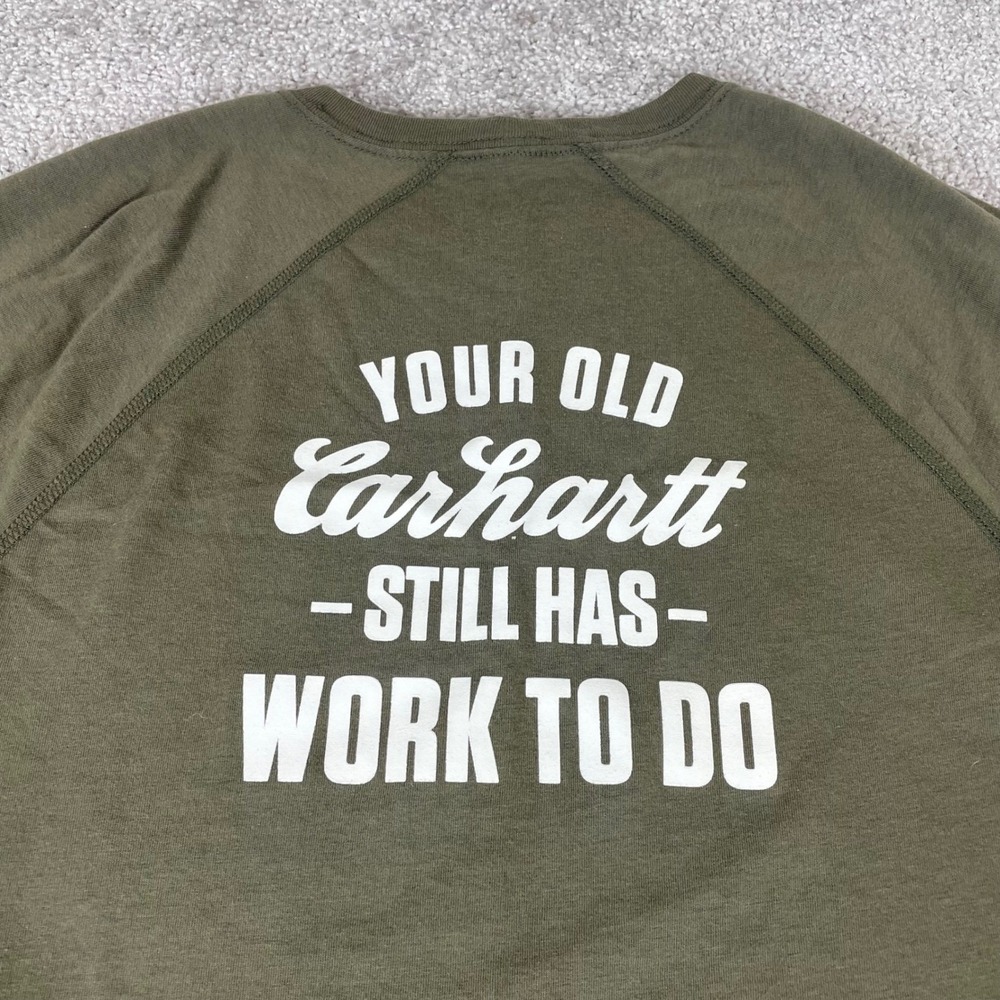 Carhartt T Shirt Mens Small Force Relaxed Fit Pocket Tee Reworked Olive Green